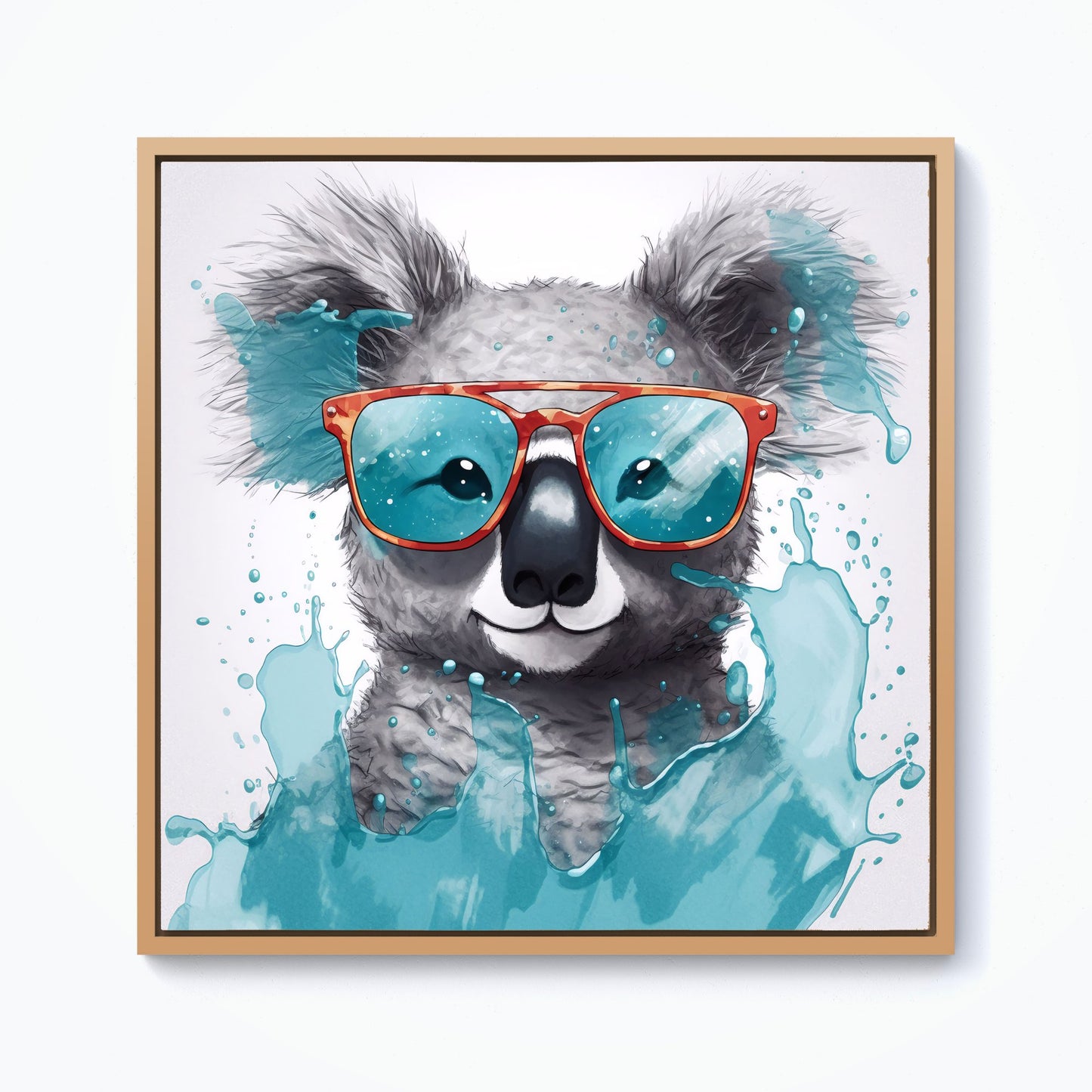 Splashart Koala In Glasses Framed Canvas