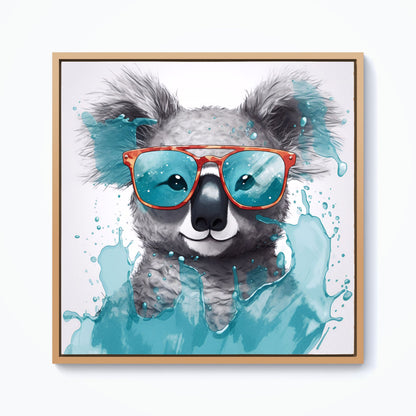 Splashart Koala In Glasses Framed Canvas