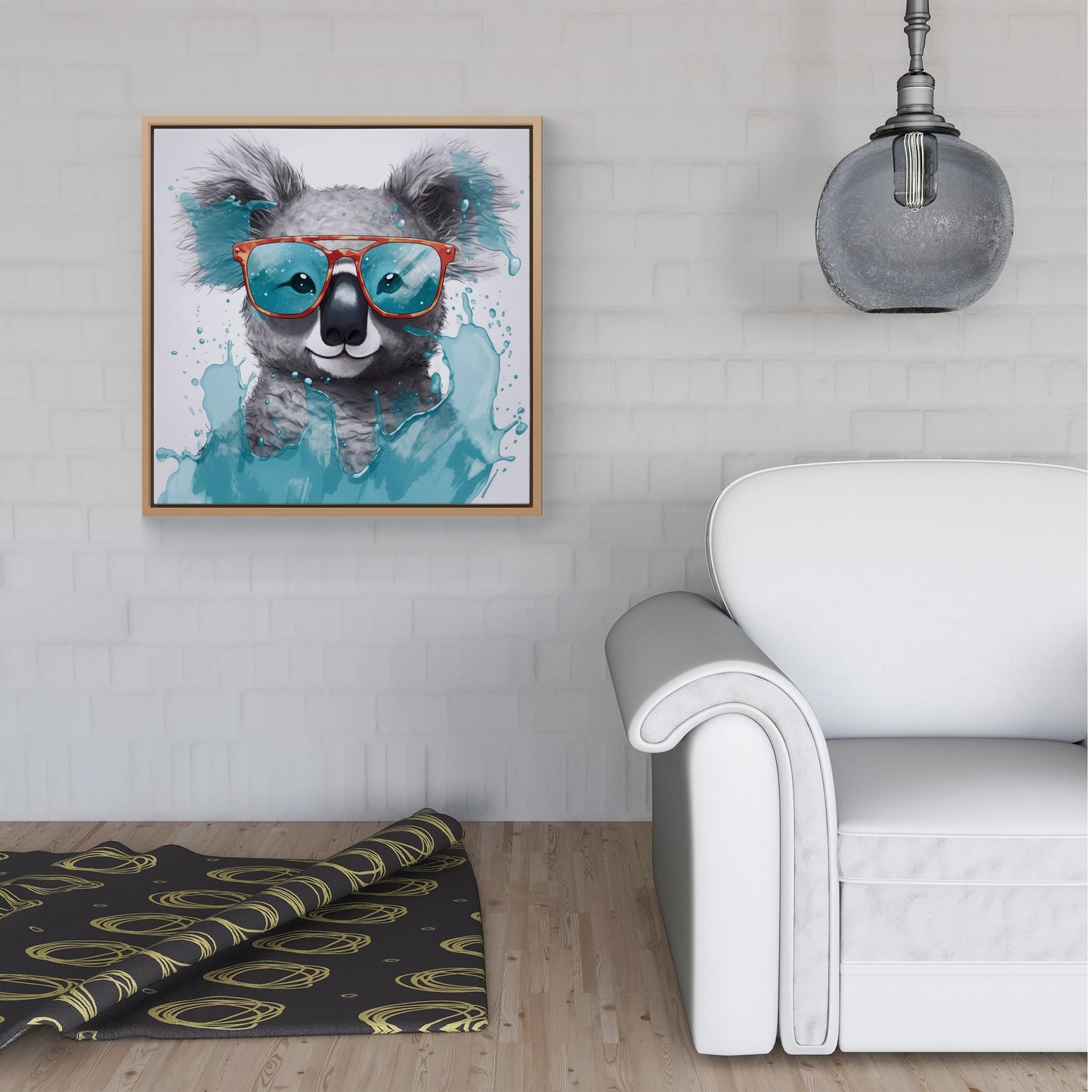 Splashart Koala In Glasses Framed Canvas