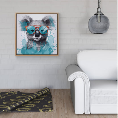 Splashart Koala In Glasses Framed Canvas