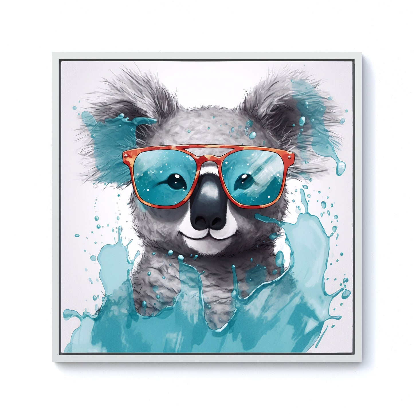 Splashart Koala In Glasses Framed Canvas
