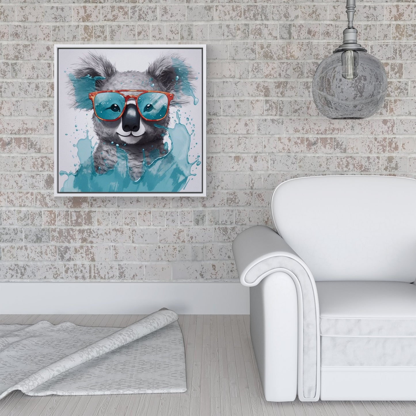Splashart Koala In Glasses Framed Canvas