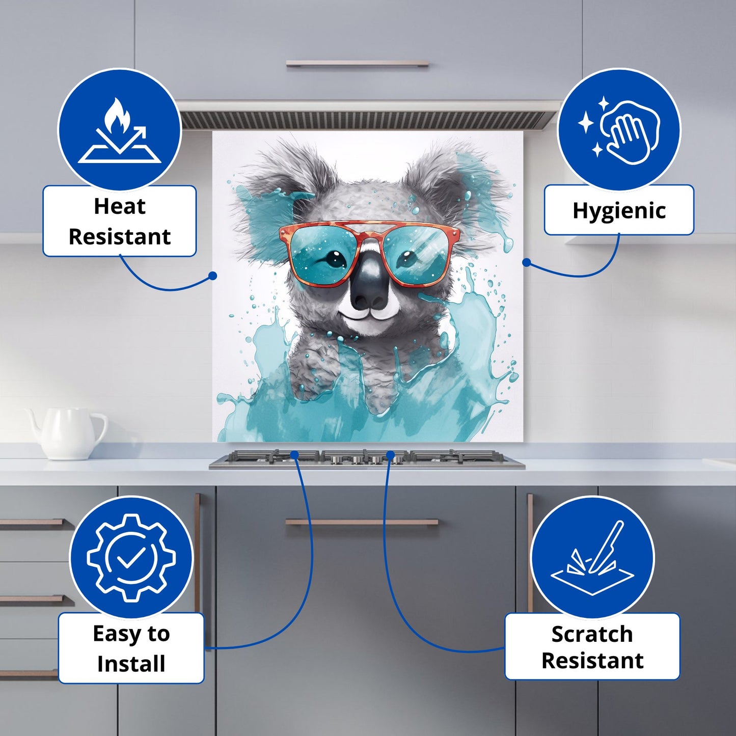 Splashart Koala In Glasses Kitchen Splashback