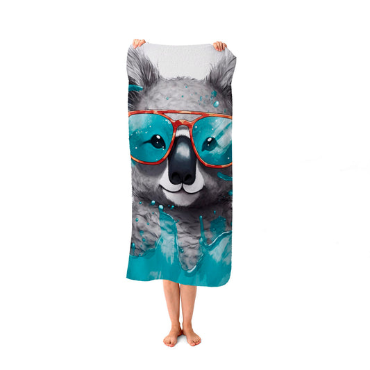Splashart Koala In Glasses Beach Towel