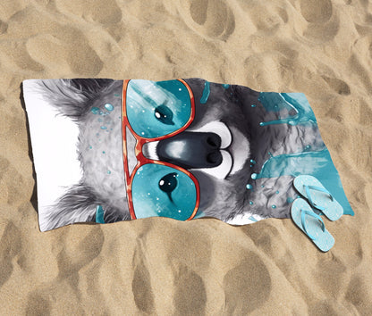 Splashart Koala In Glasses Beach Towel