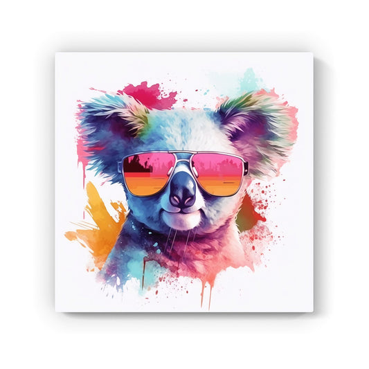 Colourful Splashart Koala In Glasses Canvas