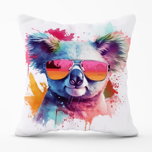 Colourful Splashart Koala In Glasses Cushions