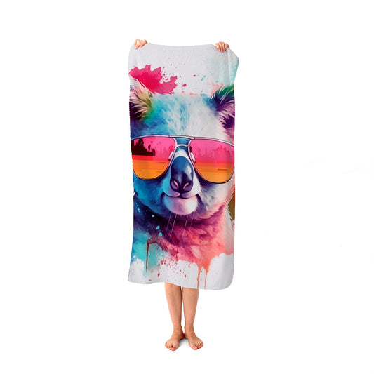 Colourful Splashart Koala In Glasses Beach Towel
