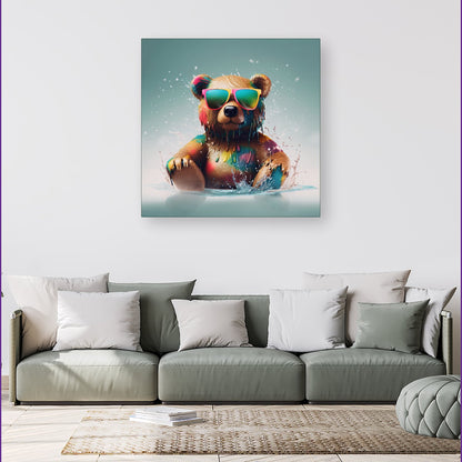 Splashart Bear In Glasses Canvas