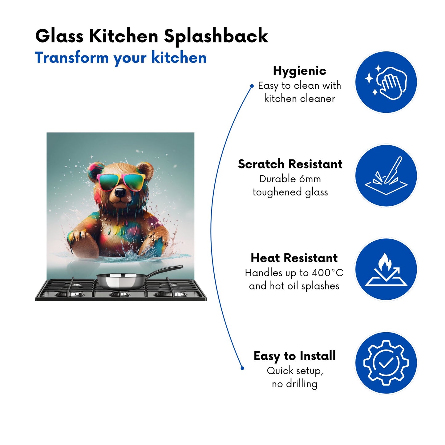 Splashart Bear In Glasses Kitchen Splashback