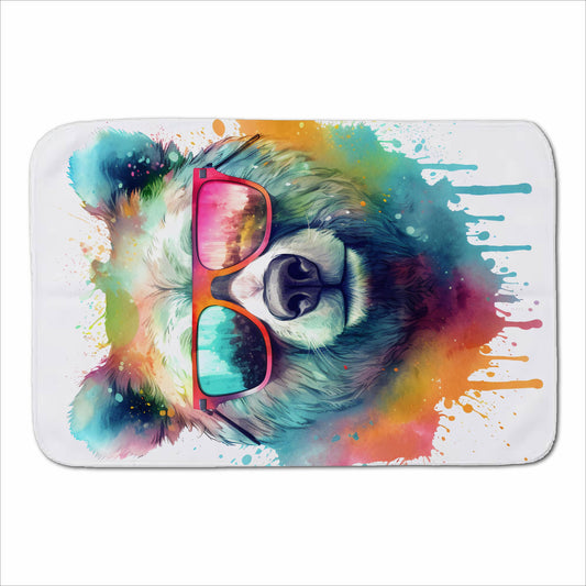 Splashart Colourful Bear In Glasses Sherpa Blanket