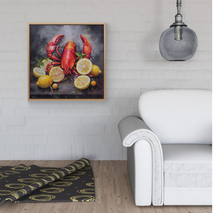 Lobster And Lemons Framed Canvas