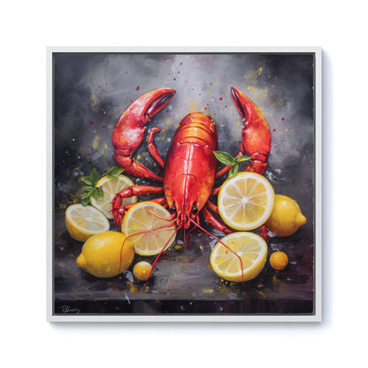 Lobster And Lemons Framed Canvas