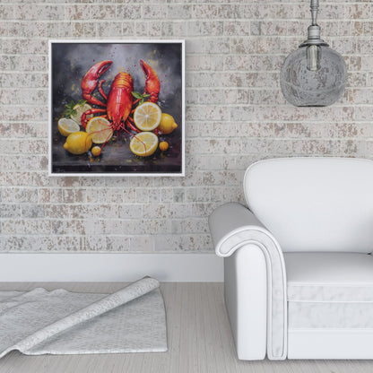 Lobster And Lemons Framed Canvas