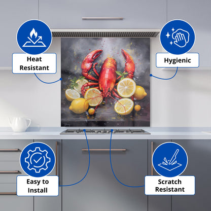 Lobster And Lemons Kitchen Splashback