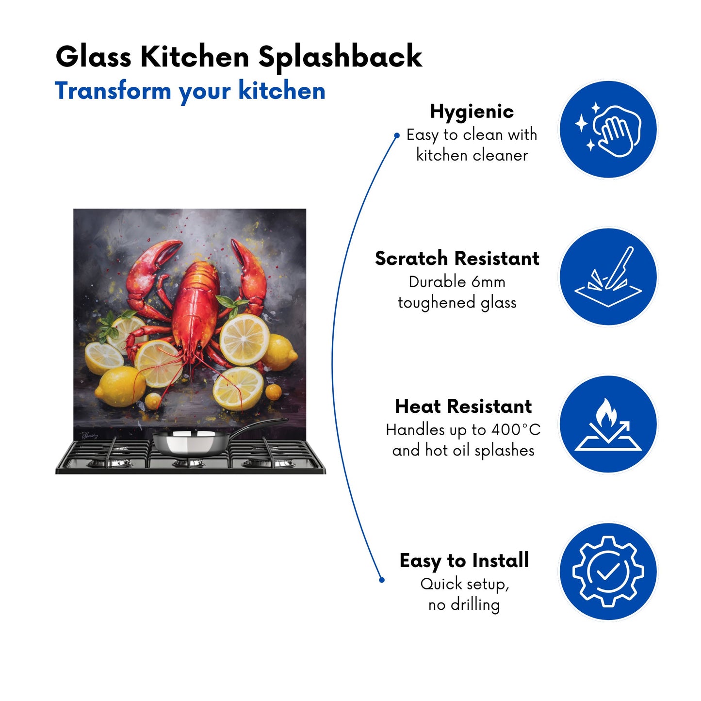 Lobster And Lemons Kitchen Splashback