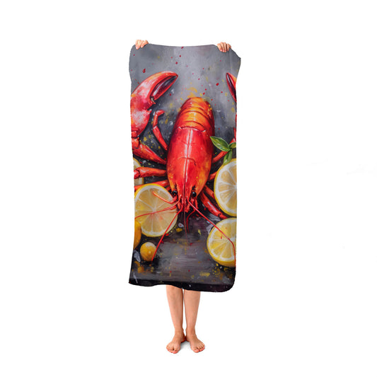 Lobster And Lemons Beach Towel
