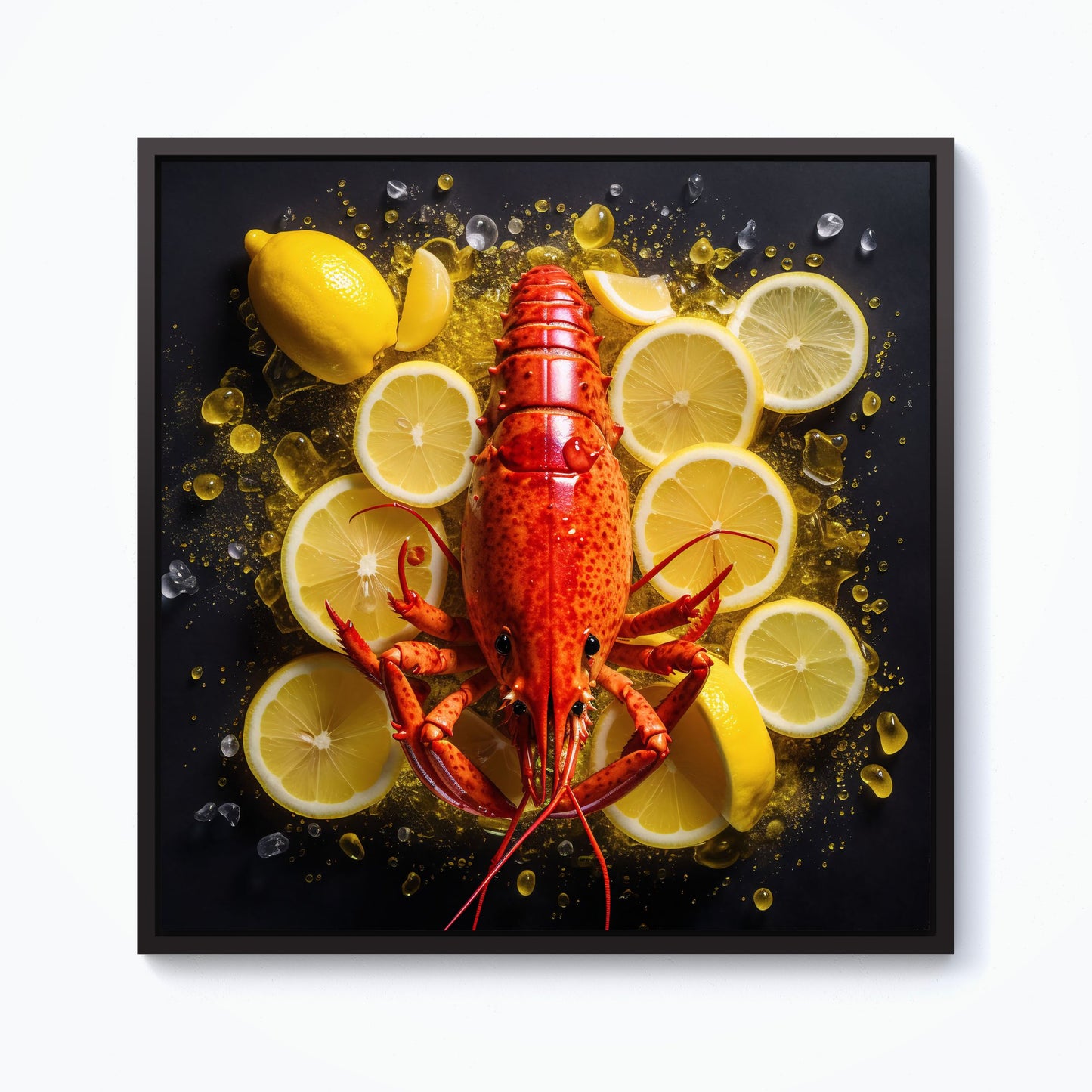 Lobster On Lemons Framed Canvas