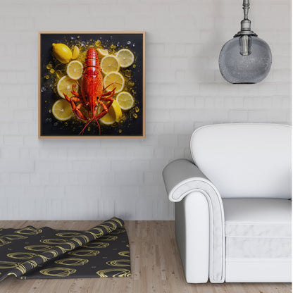 Lobster On Lemons Framed Canvas