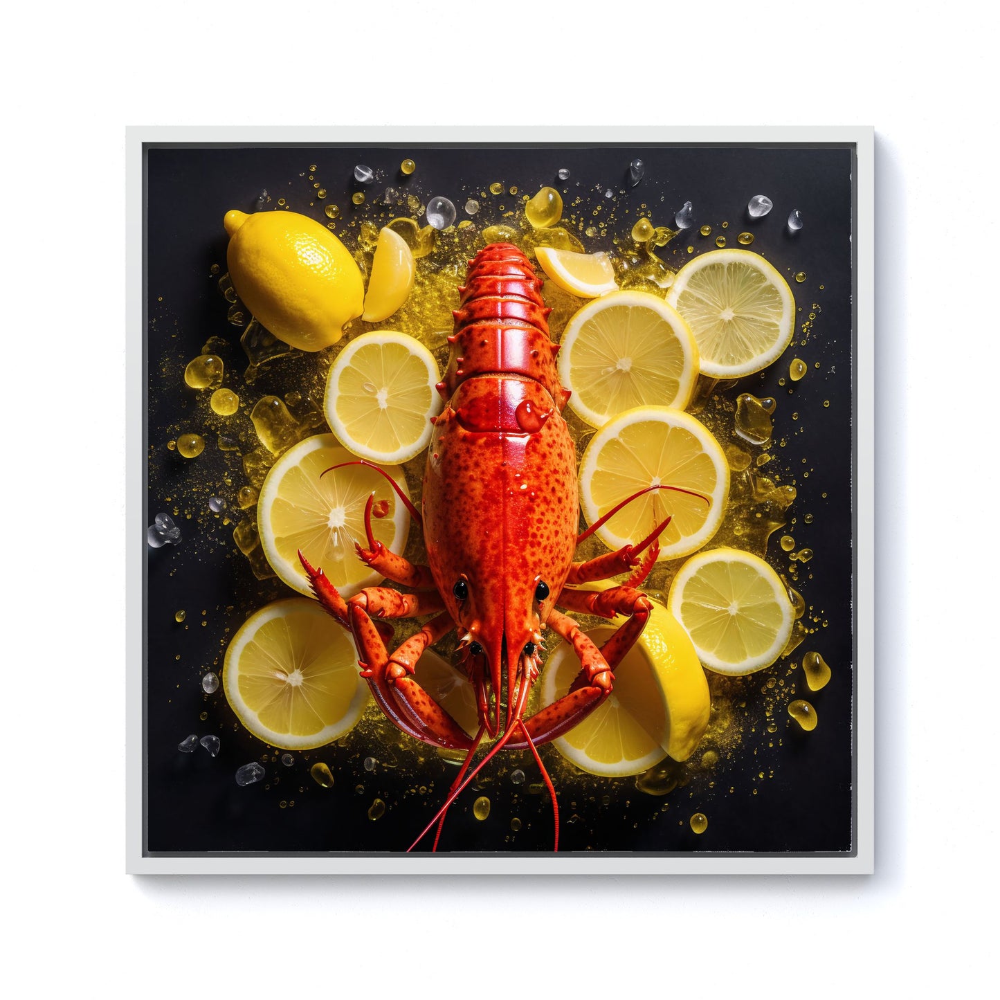 Lobster On Lemons Framed Canvas