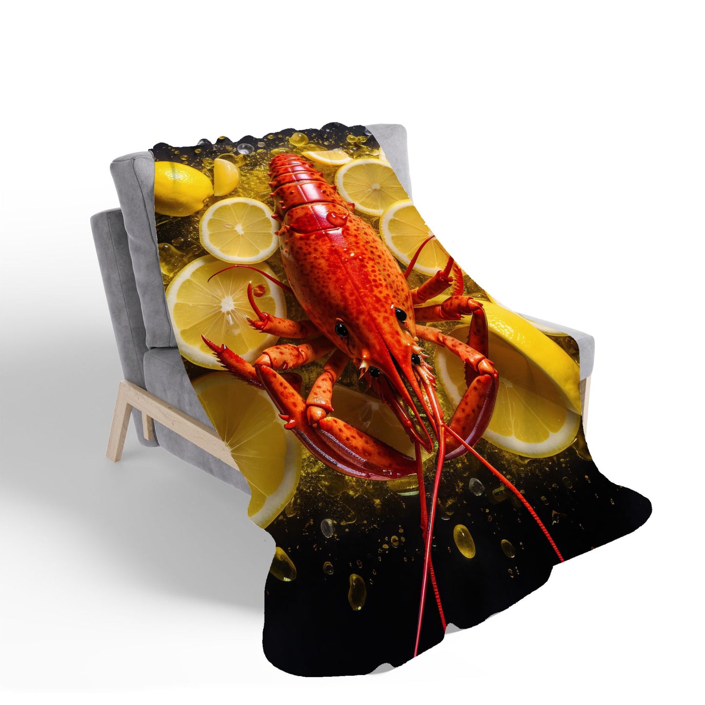 Lobster On Lemons Sherpa Blanket