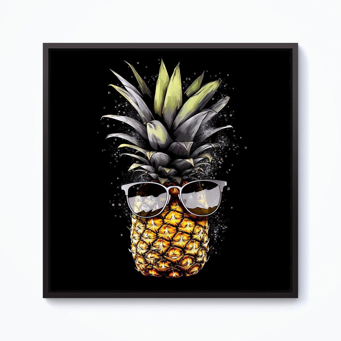Splashart Pineapple In Glasses Framed Canvas