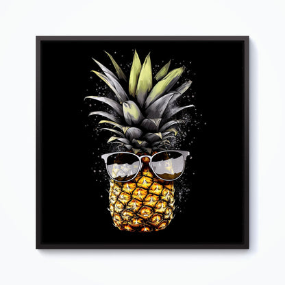 Splashart Pineapple In Glasses Framed Canvas