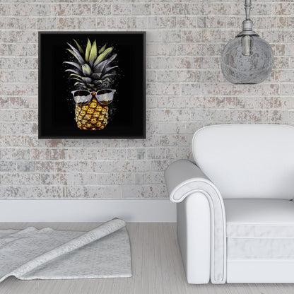 Splashart Pineapple In Glasses Framed Canvas