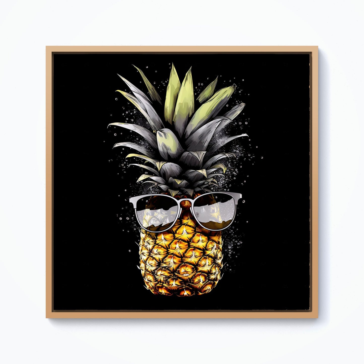 Splashart Pineapple In Glasses Framed Canvas