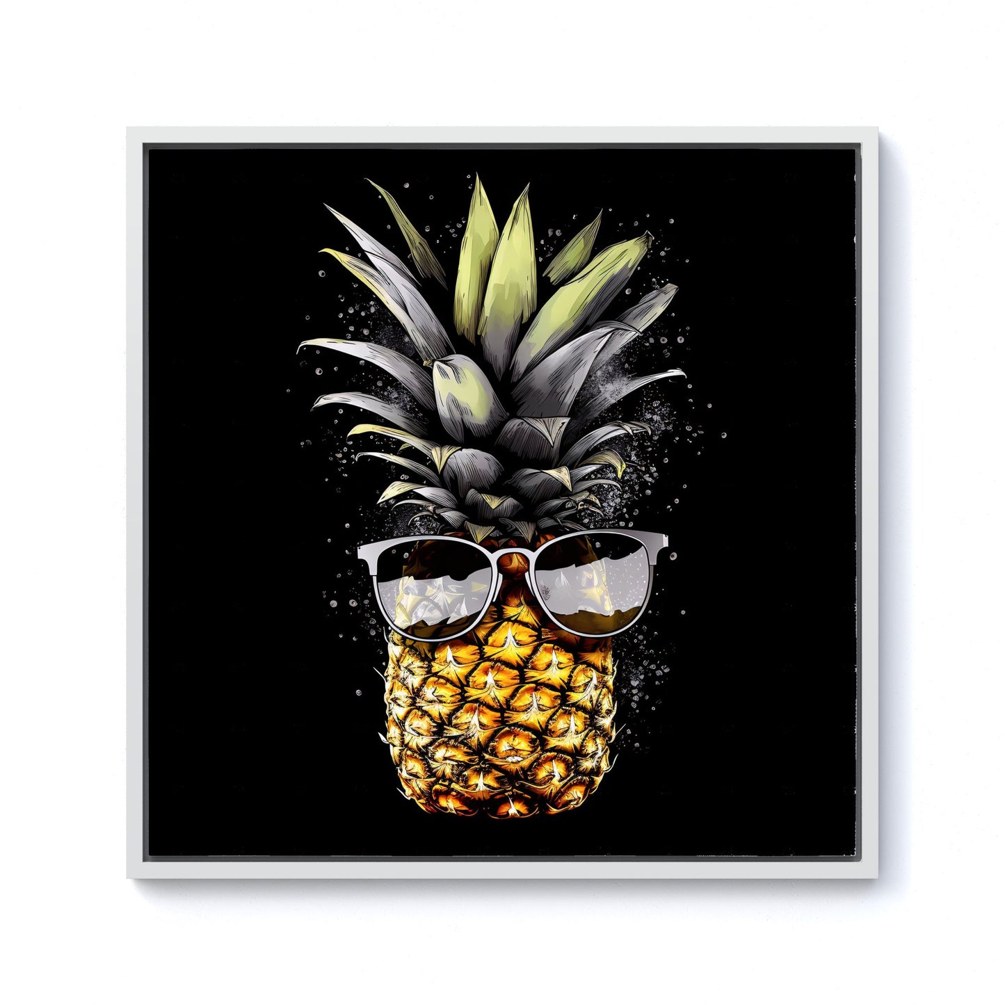 Splashart Pineapple In Glasses Framed Canvas
