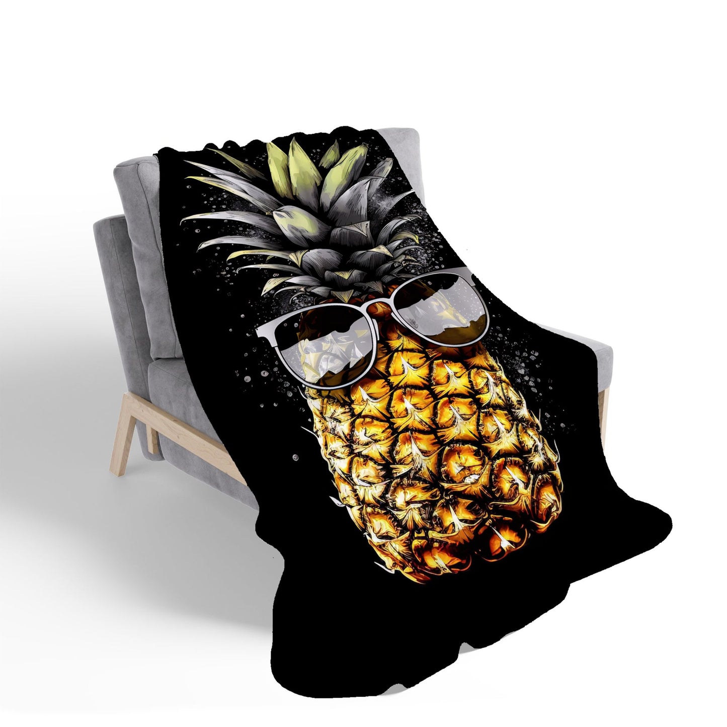 Splashart Pineapple In Glasses Sherpa Blanket