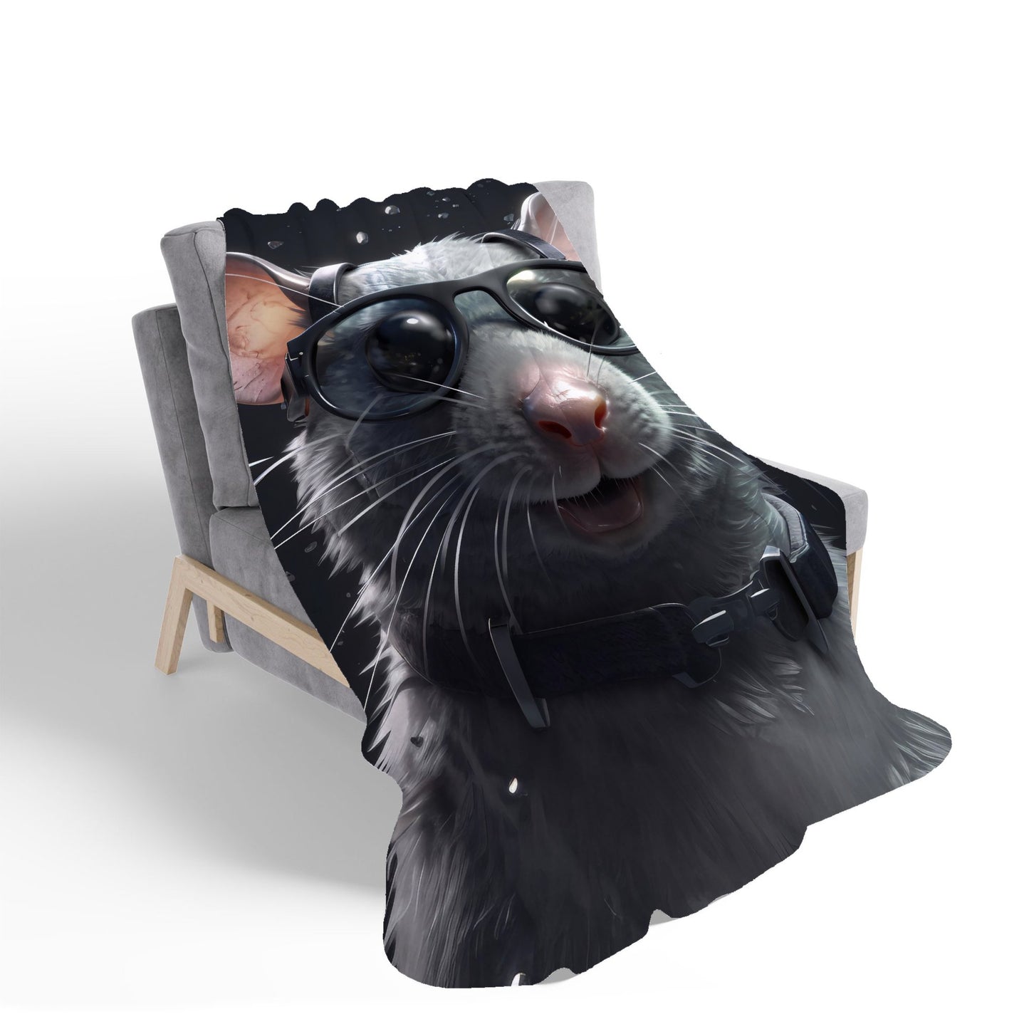 Splashart Rat In Glasses Sherpa Blanket
