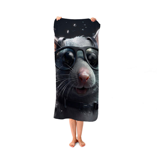 Splashart Rat In Glasses Beach Towel