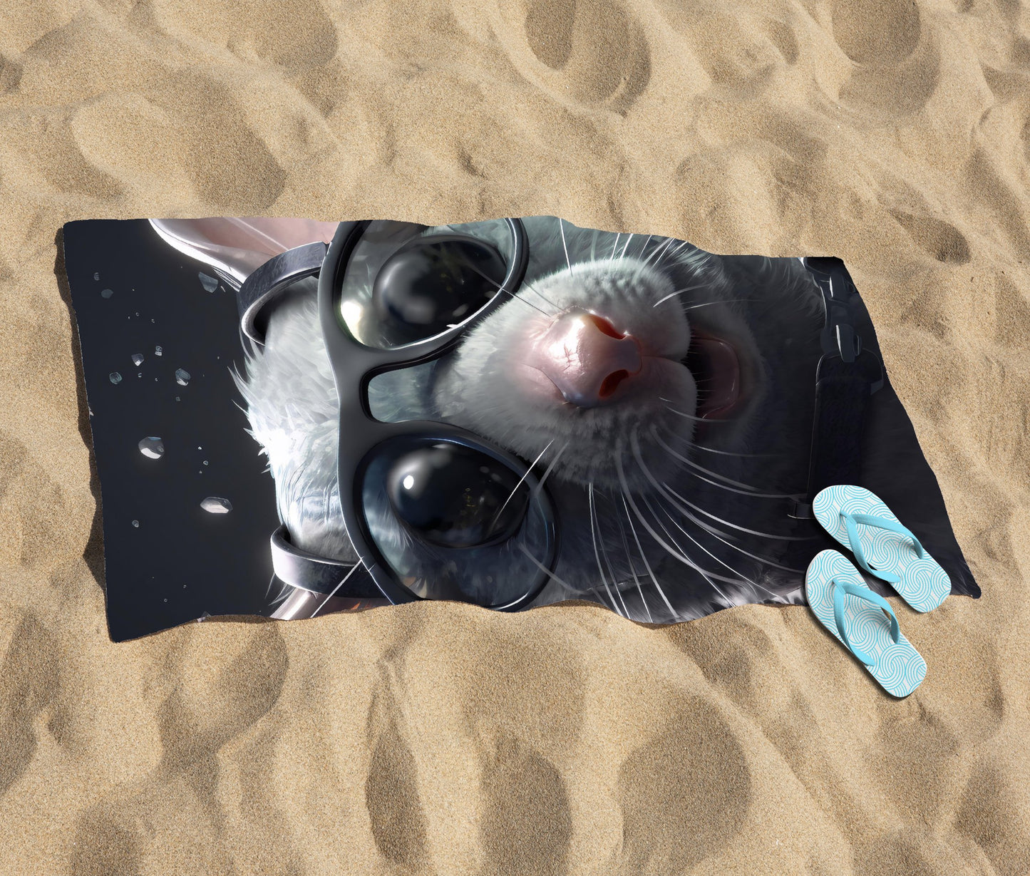 Splashart Rat In Glasses Beach Towel