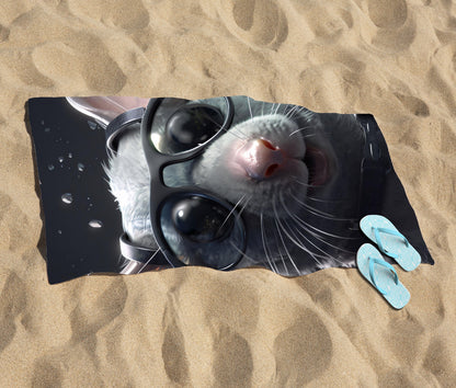Splashart Rat In Glasses Beach Towel