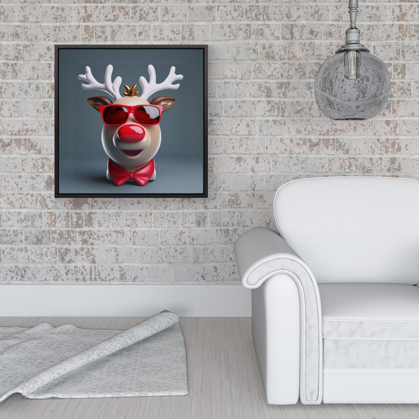 Rudolph In Red Glasses Framed Canvas