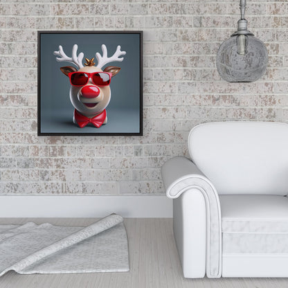 Rudolph In Red Glasses Framed Canvas