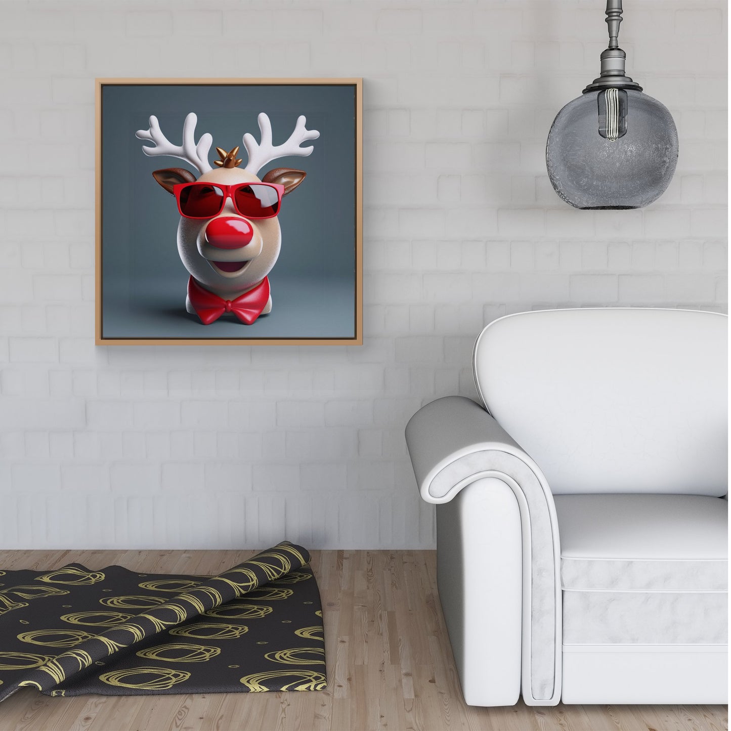 Rudolph In Red Glasses Framed Canvas