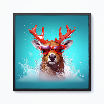 Rudolph With Reed Antlers Framed Canvas