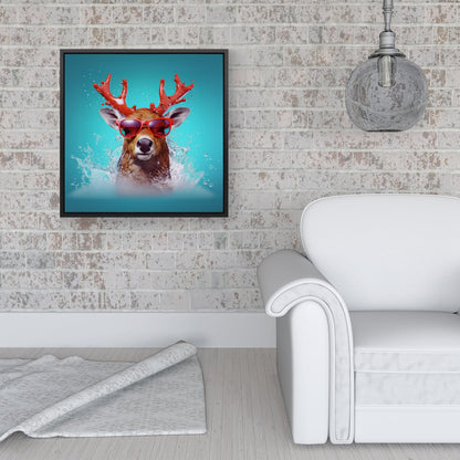 Rudolph With Reed Antlers Framed Canvas