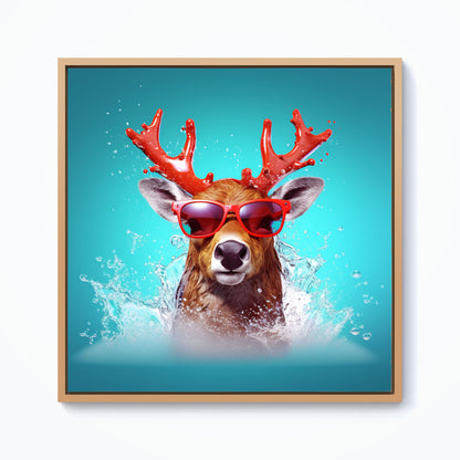 Rudolph With Reed Antlers Framed Canvas