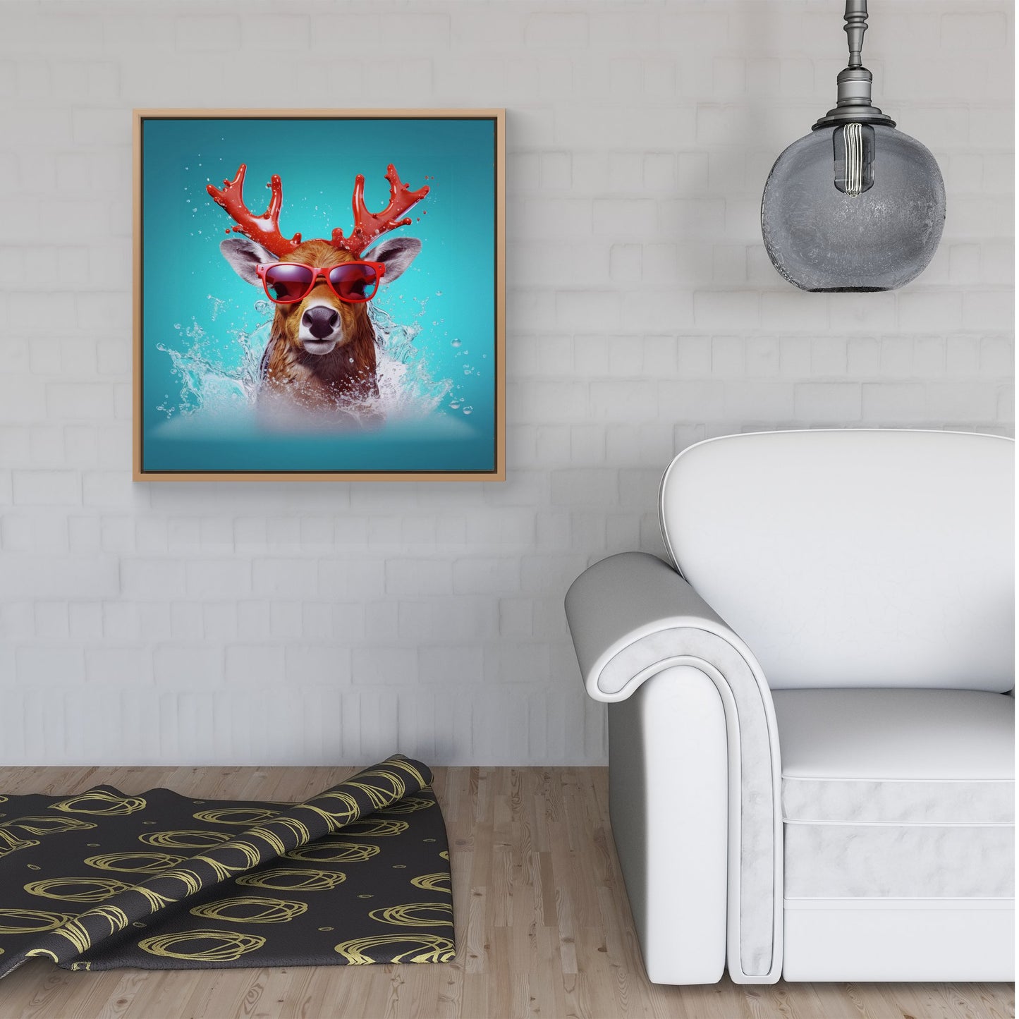 Rudolph With Reed Antlers Framed Canvas
