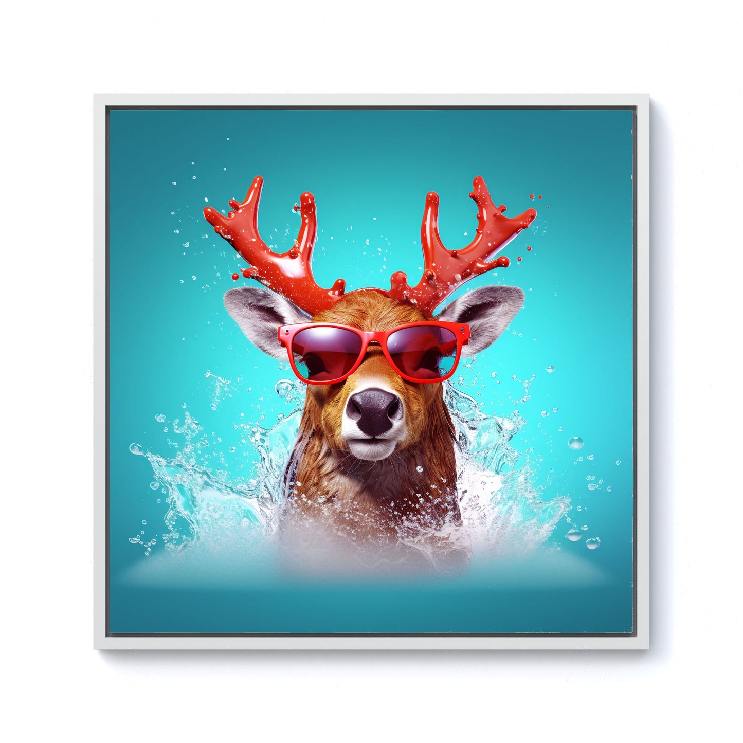 Rudolph With Reed Antlers Framed Canvas