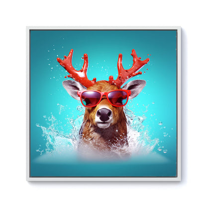 Rudolph With Reed Antlers Framed Canvas