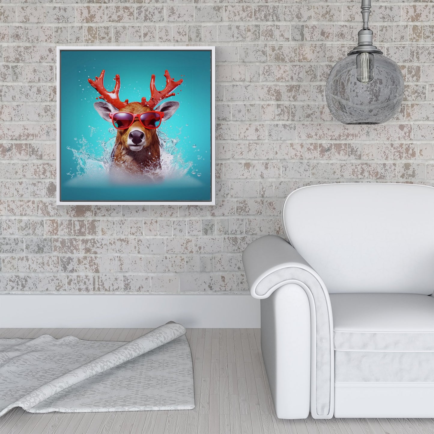 Rudolph With Reed Antlers Framed Canvas