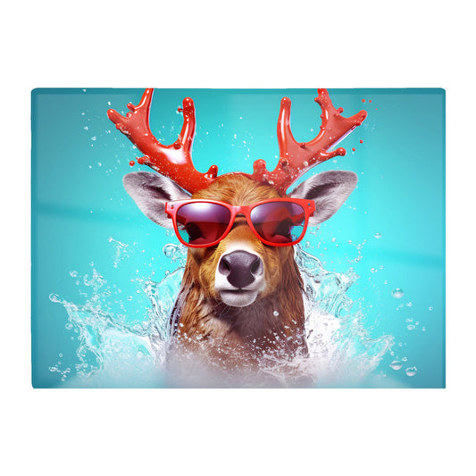 Rudolph With Reed Antlers Chopping Board