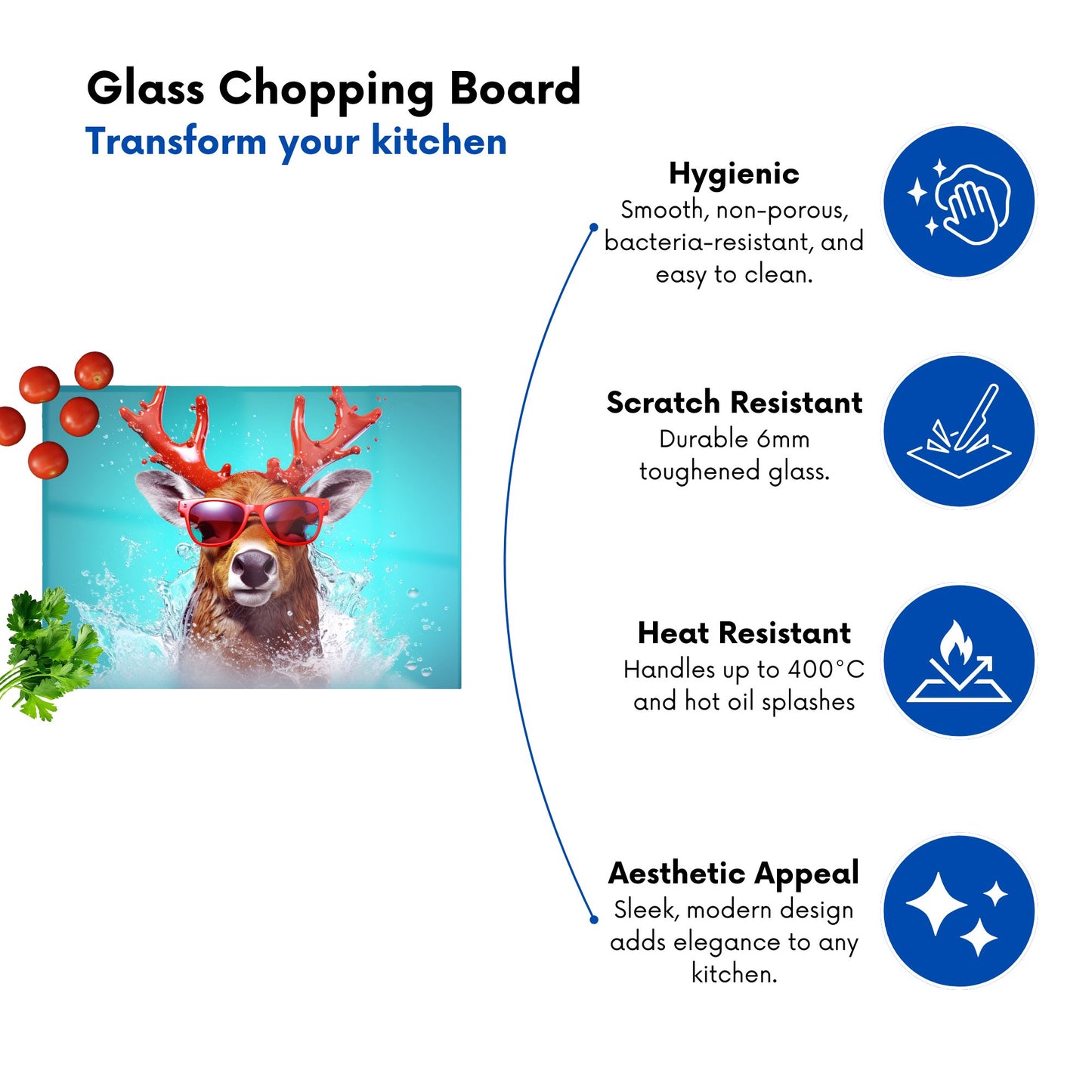 Rudolph With Reed Antlers Chopping Board