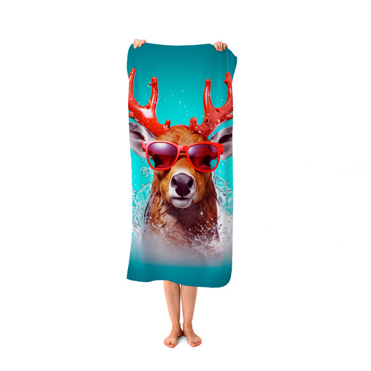 Rudolph With Reed Antlers Beach Towel