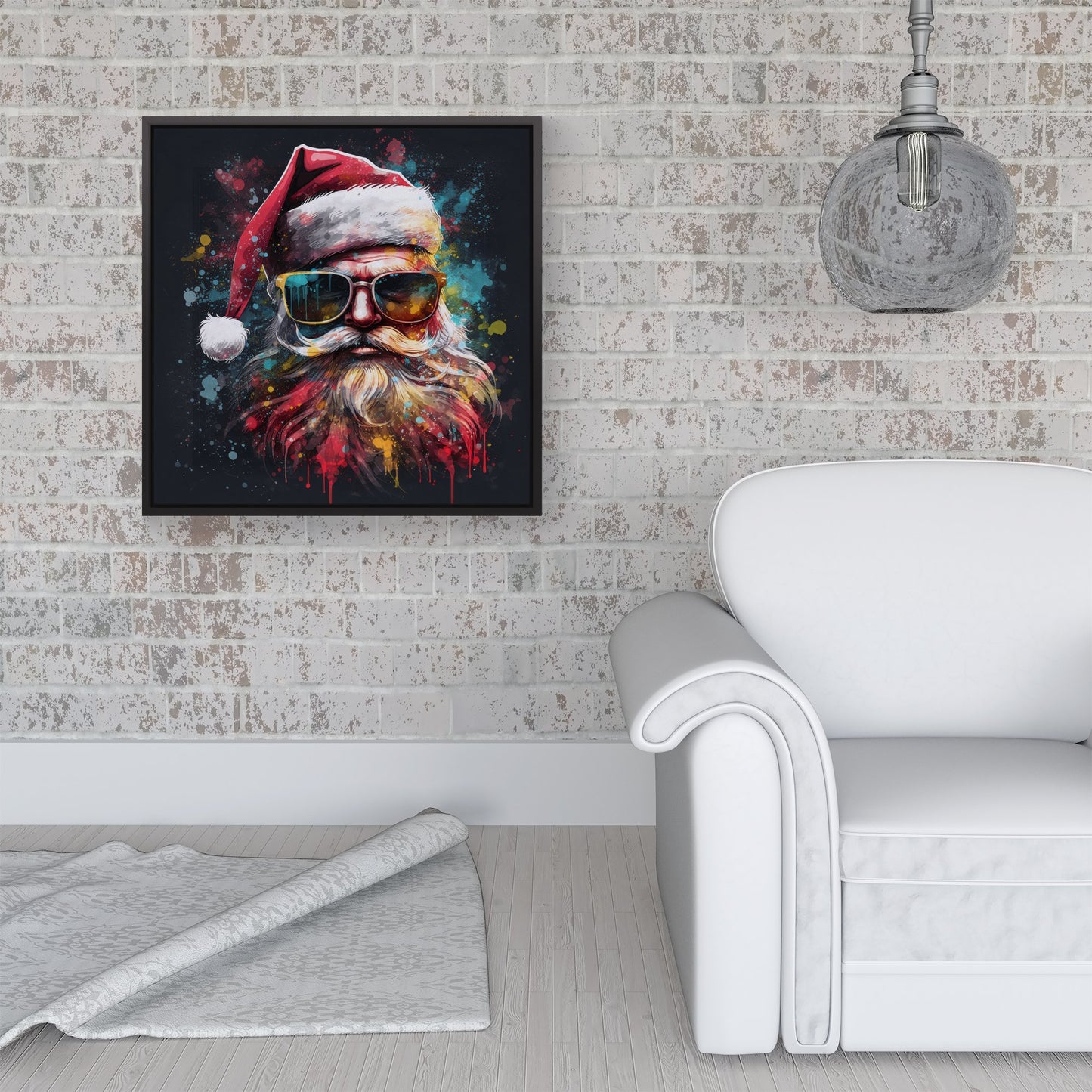 Splashart Santa Claus In Glasses Framed Canvas