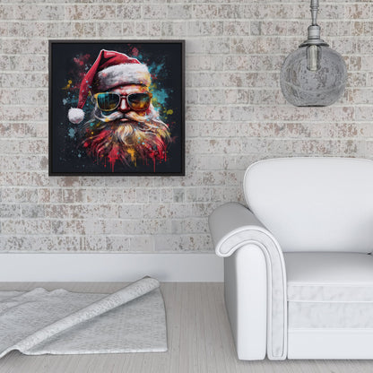 Splashart Santa Claus In Glasses Framed Canvas